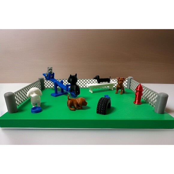 Dog Park Desk Decor With Boston Terrier Boxer Poodle Figurines Desk Buddy Puppy - Picture 1 of 6